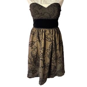 Boho chic dress Tibi New York Paisley Strapless Dress Black Velvet Size‎ 4